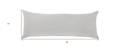 14" X 36" Light Gray 100% Cotton Zippered Pillow