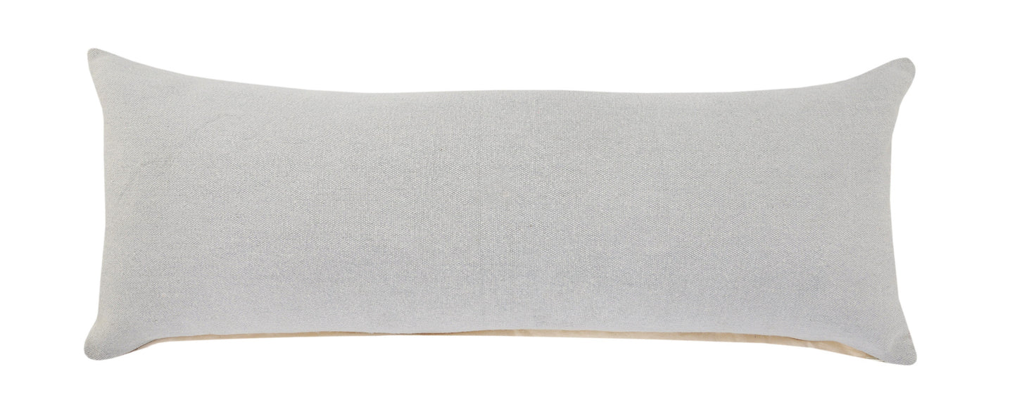 14" X 36" Light Gray 100% Cotton Zippered Pillow