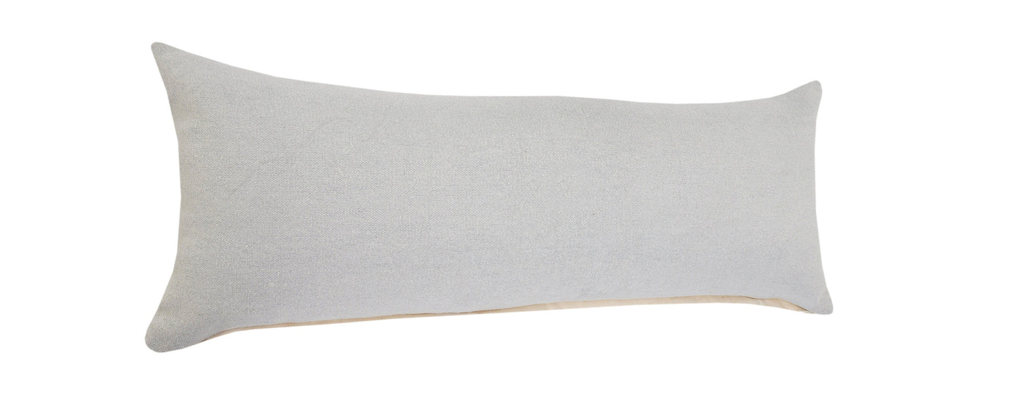 14" X 36" Light Gray 100% Cotton Zippered Pillow