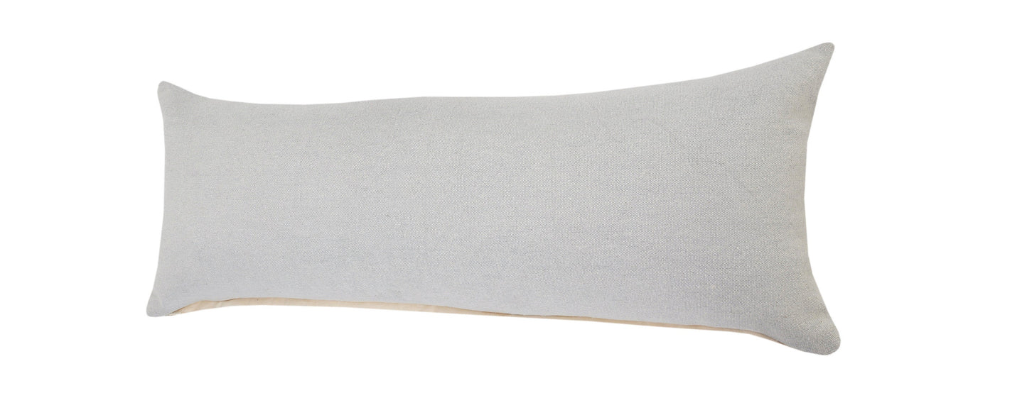 14" X 36" Light Gray 100% Cotton Zippered Pillow