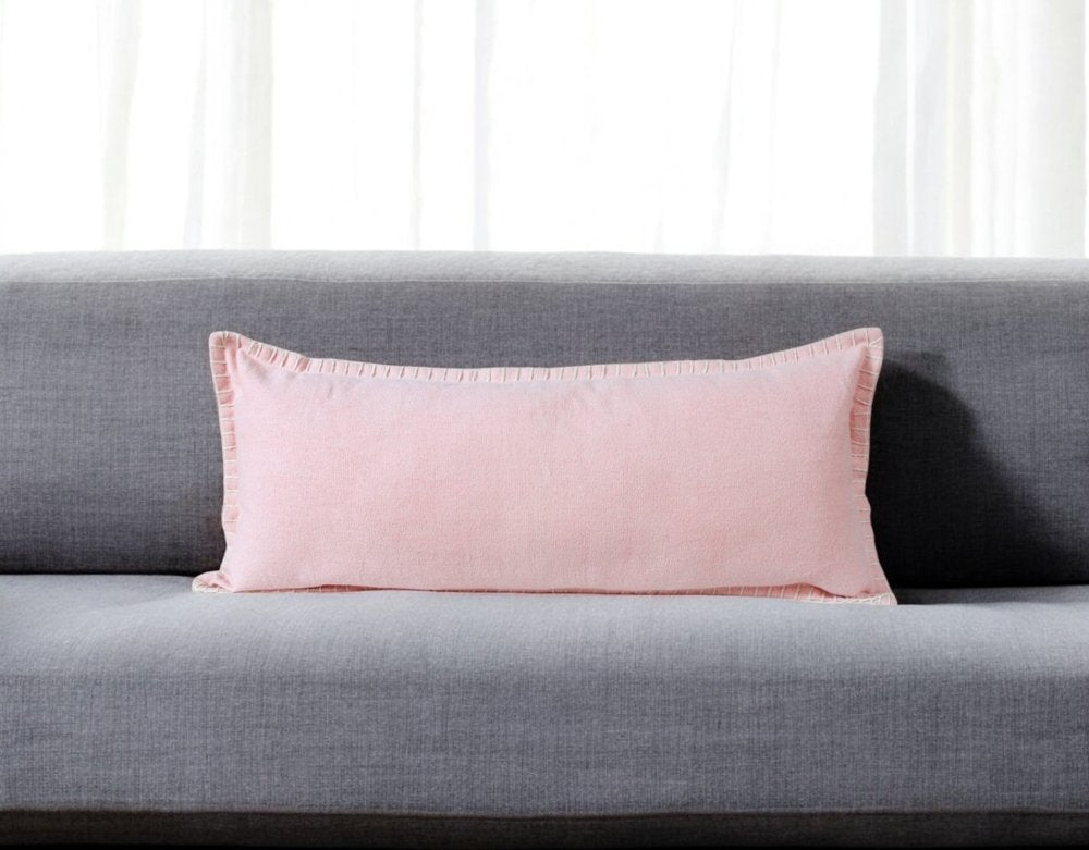 14" X 36" Light Blue 100% Cotton Zippered Pillow