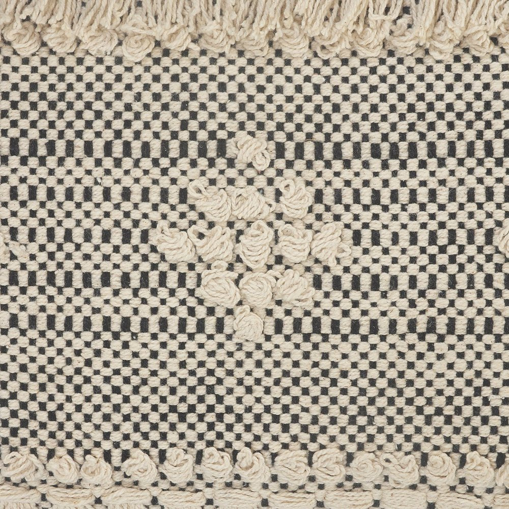 20" X 20" Black And Off-White 100% Cotton Geometric Zippered Pillow