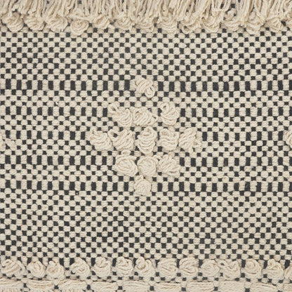 20" X 20" Black And Off-White 100% Cotton Geometric Zippered Pillow