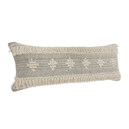 14" X 36" Gray And Taupe Cotton Geometric Throw Pillow