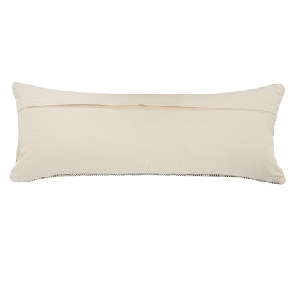 14" X 36" Gray And Taupe Cotton Geometric Throw Pillow