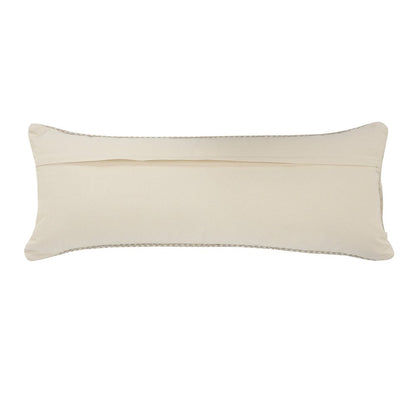 20" Beige and Ivory Throw Pillow with Fringe
