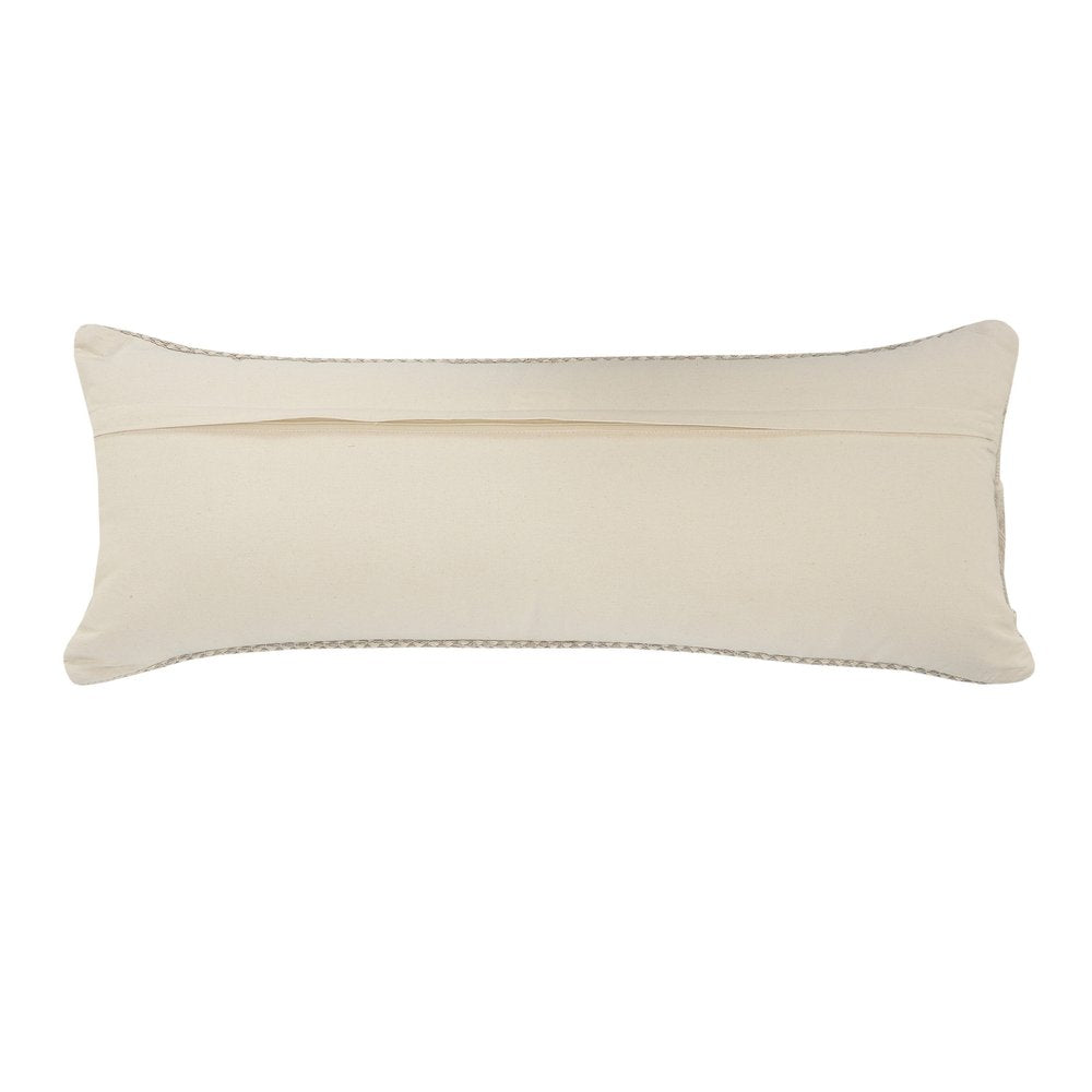20" Beige and Ivory Throw Pillow with Fringe