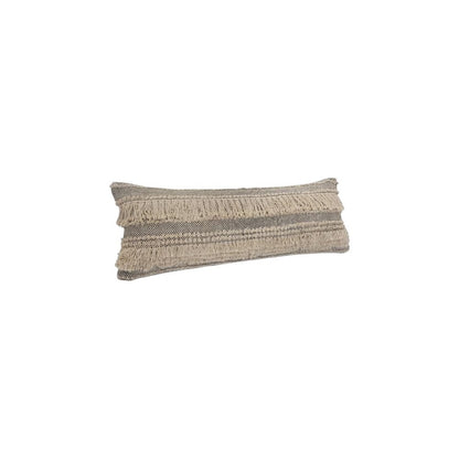 14" X 36" Gray And Ivory 100% Cotton Chevron Zippered Pillow