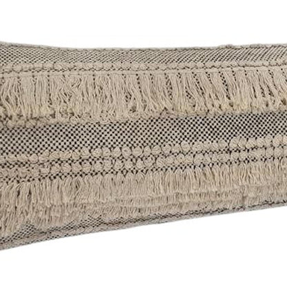 14" X 36" Gray And Ivory 100% Cotton Chevron Zippered Pillow