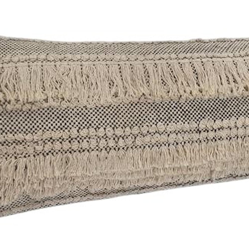 14" X 36" Gray And Ivory 100% Cotton Chevron Zippered Pillow