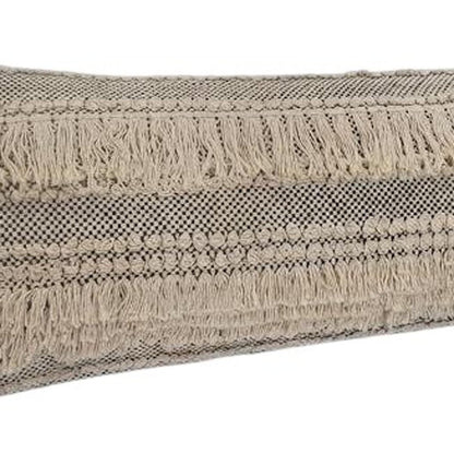 14" X 36" Gray And Ivory 100% Cotton Chevron Zippered Pillow