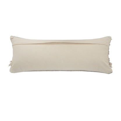 14" X 36" Gray And Ivory 100% Cotton Chevron Zippered Pillow