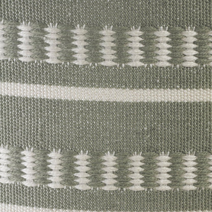 20" Blue Polyester Round Striped Indoor Outdoor Pouf Ottoman