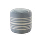 20" Blue Polyester Round Striped Indoor Outdoor Pouf Ottoman