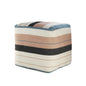 20" White Polyester Striped Indoor Outdoor Pouf Ottoman