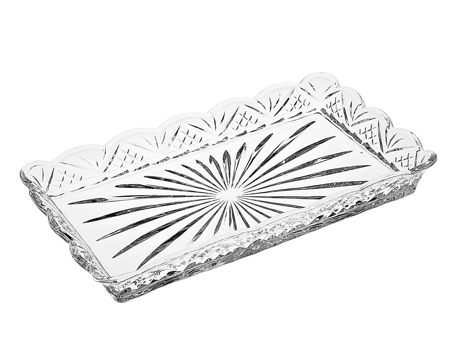 10" Clear Rectangular Cut Crystal Serving Tray