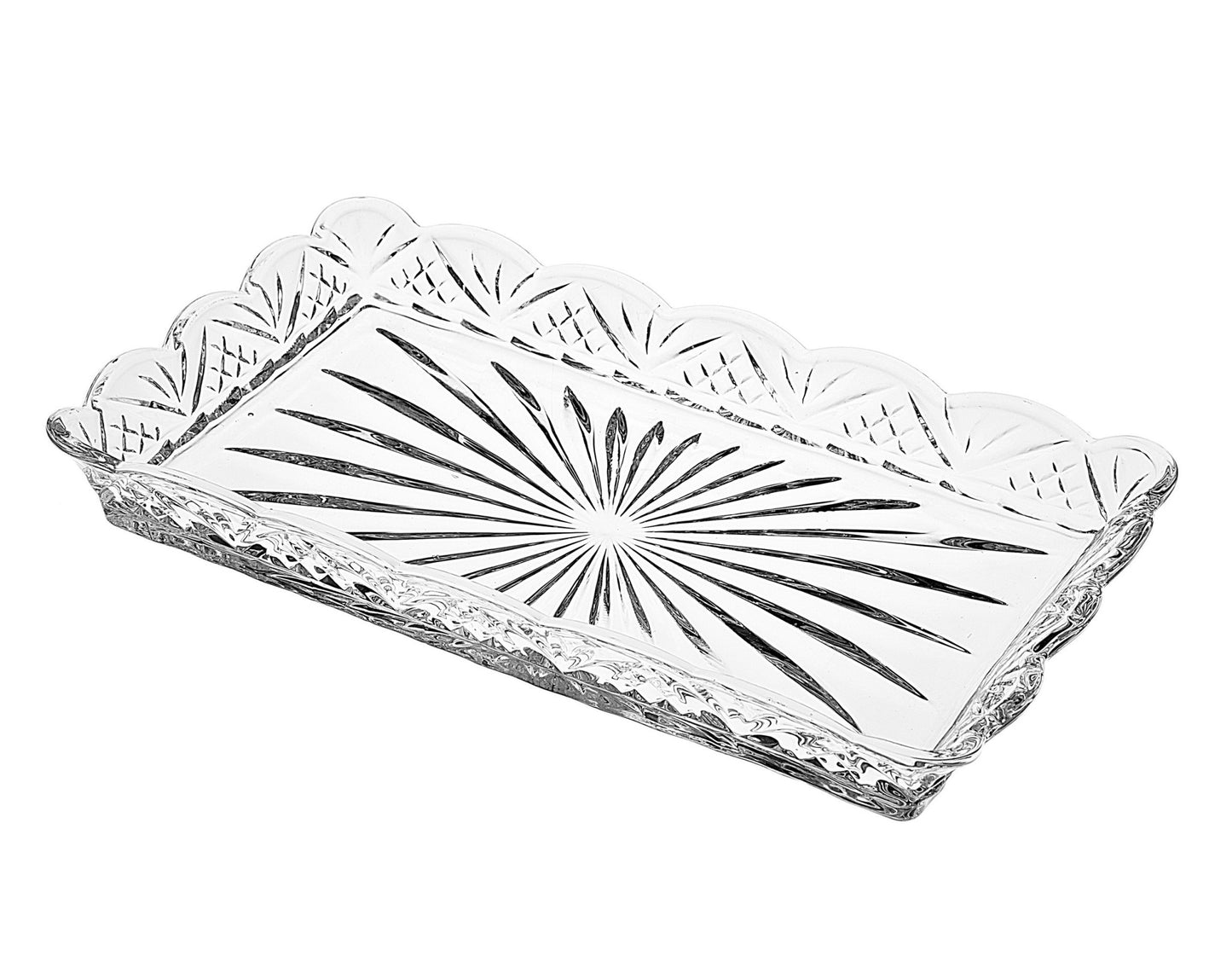 10" Clear Rectangular Cut Crystal Serving Tray