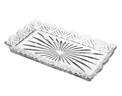 10" Clear Rectangular Cut Crystal Serving Tray