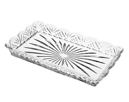 10" Clear Rectangular Cut Crystal Serving Tray