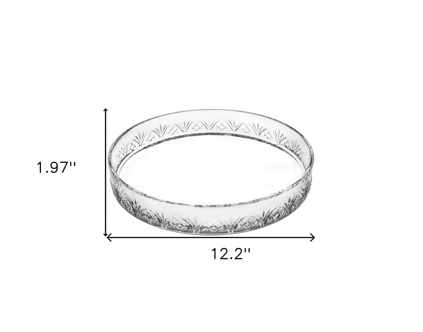 12" Clear Round Cut Crystal Serving Tray