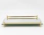 16" Mirror and Gold Rectangular Glass Vanity Tray