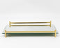 16" Mirror and Gold Rectangular Glass Vanity Tray