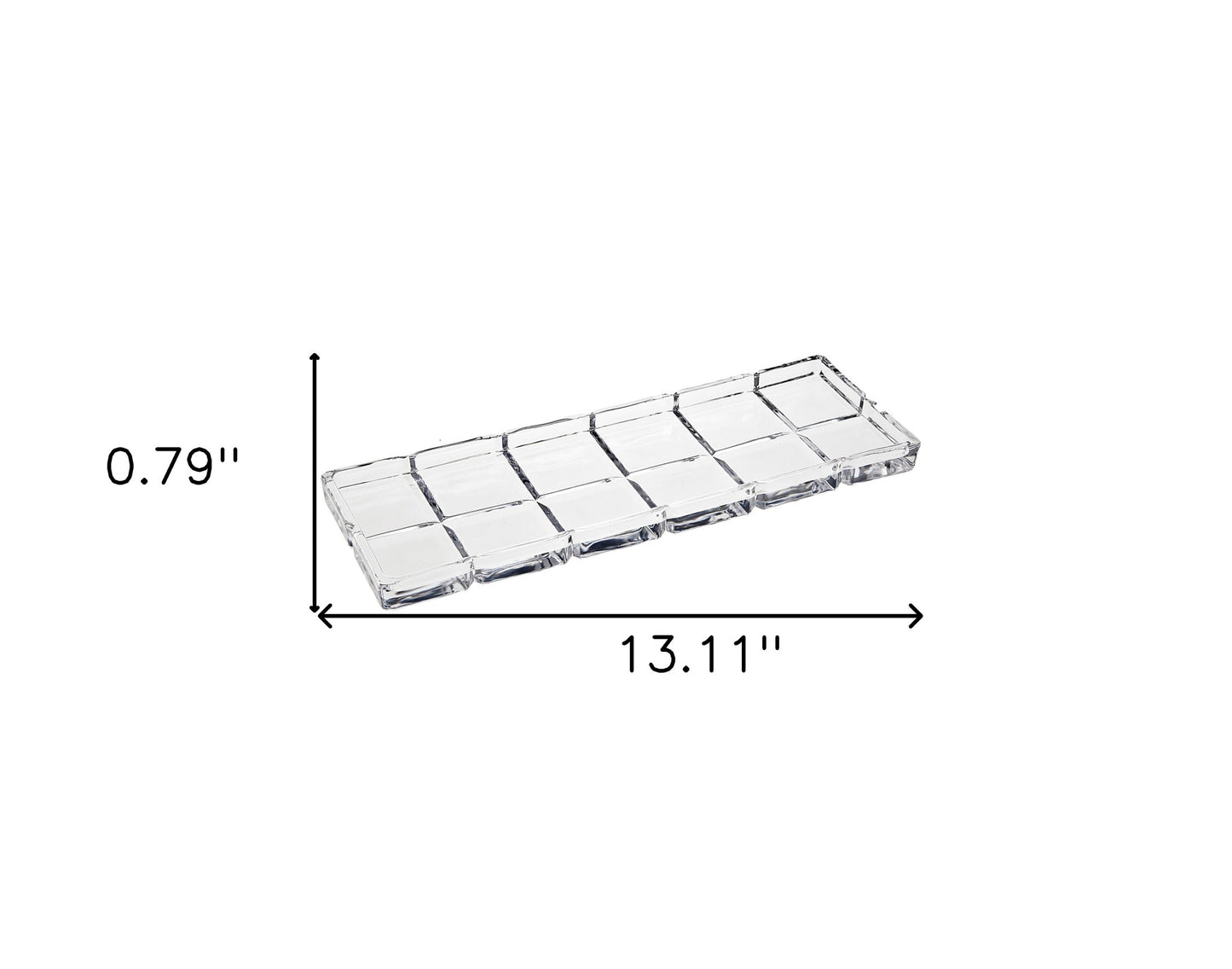 13" Clear Rectangular Crystal Serving Tray