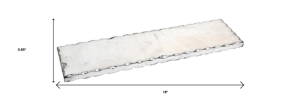 18" White Rectangular Marble Vanity Tray