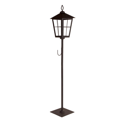 43" Black Geometric Glass And Metal Floor Lantern Candle Holder