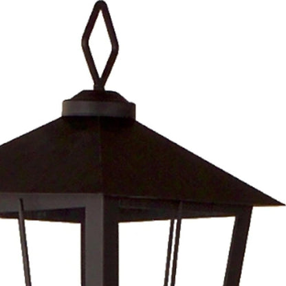 43" Black Geometric Glass And Metal Floor Lantern Candle Holder