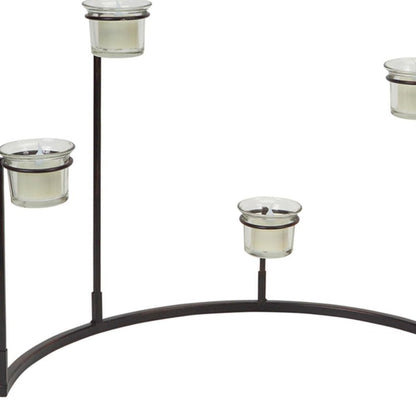 Set of Four Black Metal Centerpiece Votive Candle Holders
