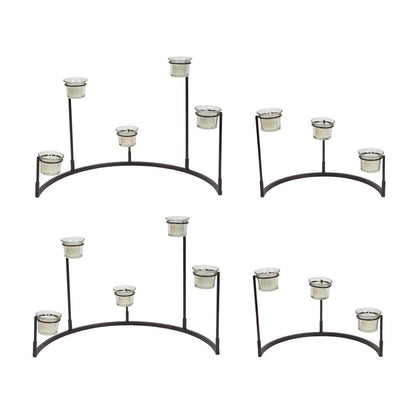 Set of Four Black Metal Centerpiece Votive Candle Holders