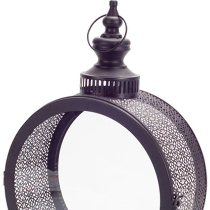 18" Black Ornate Metal Centerpiece Lantern Candle Holder