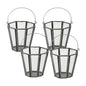 Set of Four Gray Distressed Geometric Iron And Glass Tabletop Votive Candle Holders