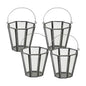 Set of Four Gray Distressed Geometric Iron And Glass Tabletop Votive Candle Holders