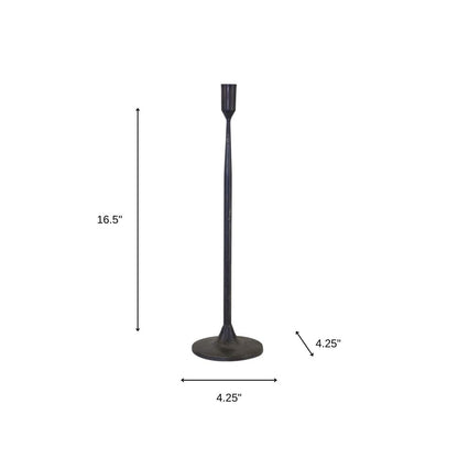 Set of Two Black Distressed Metal Tabletop Taper Candle Holders