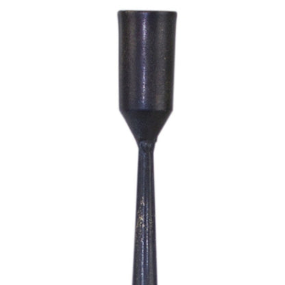 Set of Two Black Distressed Metal Tabletop Taper Candle Holders