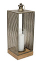 20" Brown Distressed Iron Floor Hurricane Candle Holder