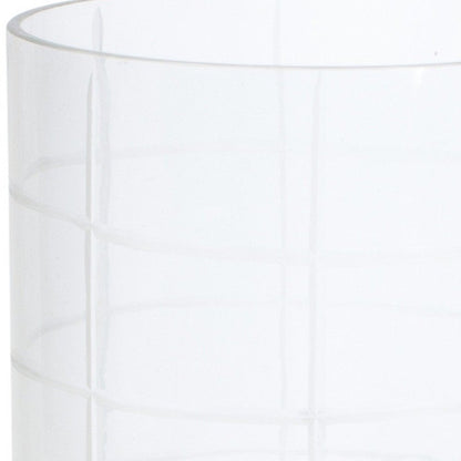 12" Silver And Clear Geometric Iron And Glass Tabletop Hurricane Candle Holder