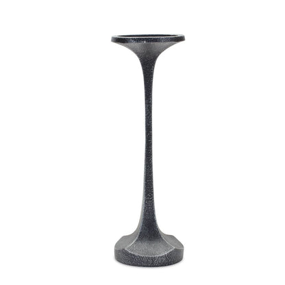 Set of Three Dark Gray Distressed Abstract Polyresin Tabletop Pillar Candle Holders