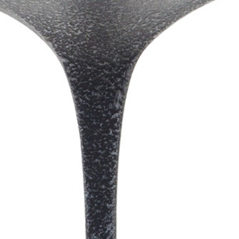 Set of Three Dark Gray Distressed Abstract Polyresin Tabletop Pillar Candle Holders