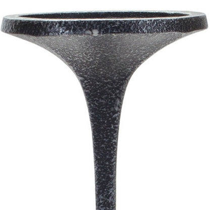 Set of Three Dark Gray Distressed Abstract Polyresin Tabletop Pillar Candle Holders