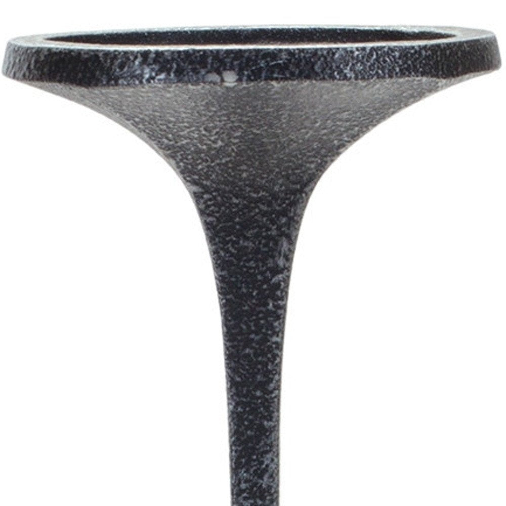 Set of Three Dark Gray Distressed Abstract Polyresin Tabletop Pillar Candle Holders