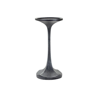 Set of Three Dark Gray Distressed Abstract Polyresin Tabletop Pillar Candle Holders
