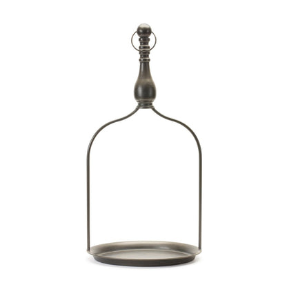 24" Brown Distressed Iron Tabletop Dish Candle Holder