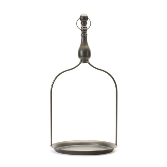 24" Brown Distressed Iron Tabletop Dish Candle Holder