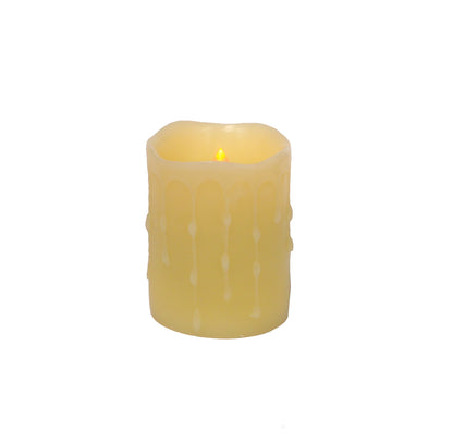 Set of Four Yellow Flameless Pillar Candle