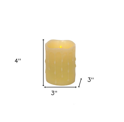 Set of Four Yellow Flameless Pillar Candles