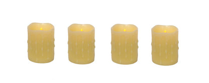 Set of Four Yellow Flameless Pillar Candles