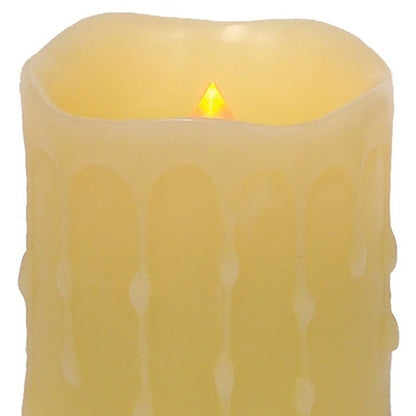 Set of Four Yellow Flameless Pillar Candle